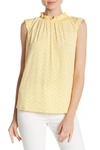 Adrianna Papell Ruffled Cap Sleeve Blouse In Mstrd Flrl