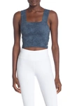 Alo Yoga Binded Wide Strap Crop Tank In Indigoacid