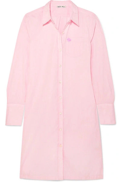 Alex Mill Standard Shore Appliquéd Cotton-poplin Shirt Dress In Pink