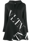 VALENTINO VALENTINO LOGO PRINT LONG HOODIE - 黑色