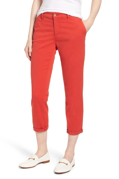 Ag Caden Crop Twill Trousers In Red Poppy