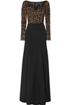 BURNETT NEW YORK SILK-JERSEY AND EMBELLISHED TULLE GOWN