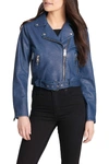 Levi's Faux Leather Belted Moto Jacket In Navy