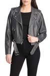 Levi's Faux Leather Fashion Belted Moto Jacket In Grey