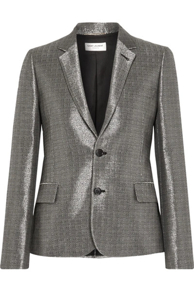 Saint Laurent Metallic Sheen Blazer In Grey