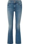 Mother The Weekender Fray High-rise Flared Jeans In Blue