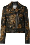 MOSCHINO Embroidered leather biker jacket