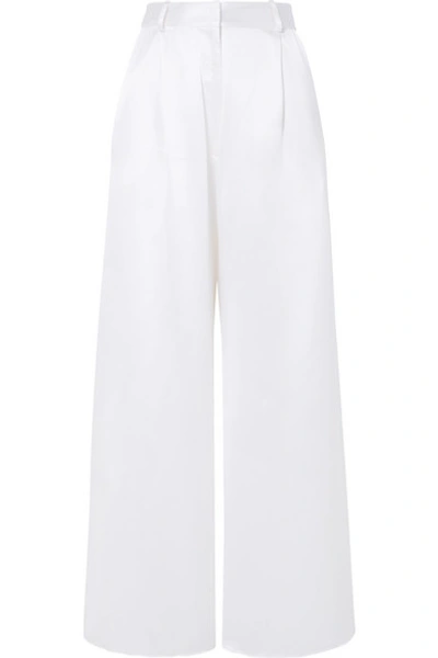 Michael Lo Sordo Belle Silk-satin Wide-leg Pants In White