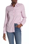 Beachlunchlounge Alana Printed Button Front Shirt In Lilac Dots