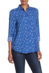 Beachlunchlounge Alana Printed Button Front Shirt In Blue Daisy
