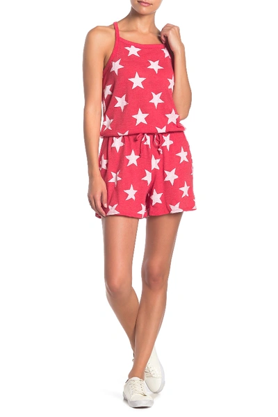 Alternative Star Print Square Neck Romper In Red Jumbo Stars