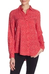 Beachlunchlounge Alana Printed Button Front Shirt In Al4115-8 Les Coeurs Rouge