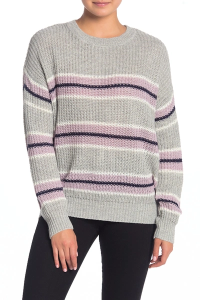 Blu Pepper Long Sleeve Striped Sweater In Grey Multi
