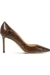 JIMMY CHOO ROMY 85 SNAKE-EFFECT LEATHER PUMPS