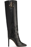 JIMMY CHOO MAHESA 100 EMBELLISHED LEATHER KNEE BOOTS