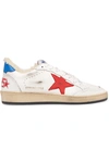 GOLDEN GOOSE BALL STAR SHEARLING-LINED DISTRESSED LEATHER SNEAKERS