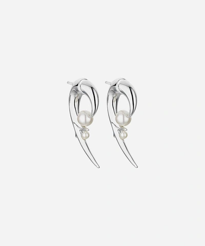 Shaun Leane Cherry Blossom Hook Pearl And Sterling Silver Earrings