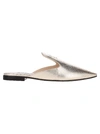 PRADA FLAT LEATHER MULES WITH LOGO,10998479