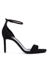 SAINT LAURENT BLACK SUEDE AMBER SANDALS,10998927