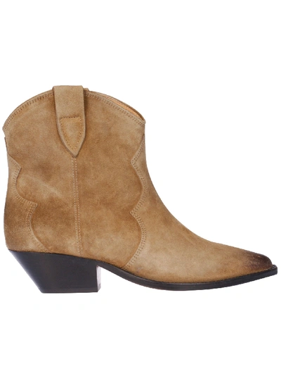 Isabel Marant Velvet Washed Ankle Boots In Taupe