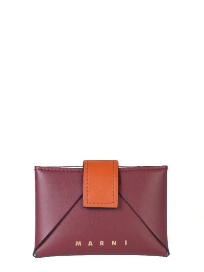 Marni Origami Card Holder With Logo In Rosso