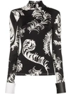 LOEWE FEATHER-PRINT CONTRAST-CUFF TOP