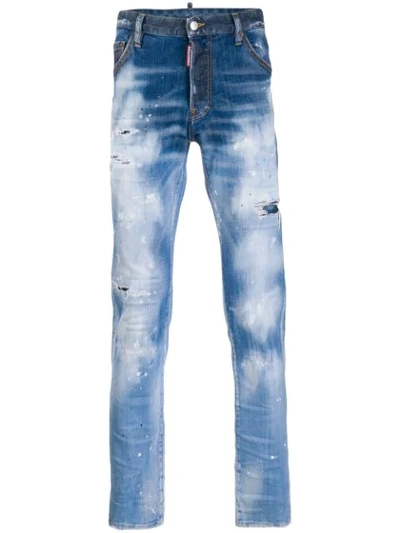 Dsquared2 Cool Guy Distressed Slim-leg Jeans In Blue