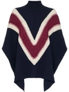 SEE BY CHLOÉ CHEVRON STRIPE KNITTED PONCHO