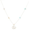 GUCCI DOUBLE G MOTHER-OF-PEARL AND TOPAZ-EMBELLISHED STERLING SILVER NECKLACE,P00415817