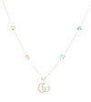 Gucci Double G Mother-of-pearl And Topaz-embellished Sterling Silver Necklace In Silver