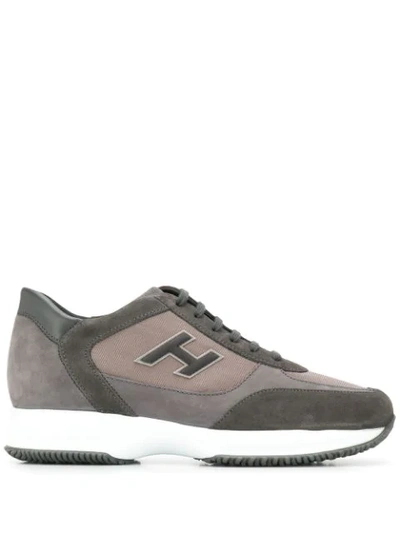Hogan Brown Interactive Sneaker In Suede & Nylon In Grey
