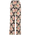 PACO RABANNE FLORAL WIDE-LEG SATIN PANTS,P00390554