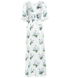 Les Rêveries Tie-front Floral-print Silk-satin Maxi Dress In White
