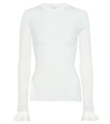 CHLOÉ ORGANZA-TRIMMED RIBBED-KNIT SWEATER,P00396418