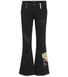 ALANUI DISTRESSED MID-RISE FLARED JEANS,P00398616