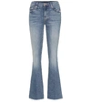 Mother The Weekender Fray High-rise Flared Jeans In Blue
