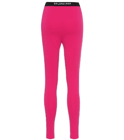 Balenciaga Intarsia Logo Tech Jersey Leggings In Pink
