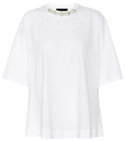 Simone Rocha Embellished Cotton T-shirt In White | ModeSens