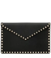 VALENTINO GARAVANI ROCKSTUD LARGE LEATHER CLUTCH,P00398370