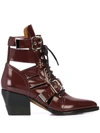 CHLOÉ RED RYLEE ANKLE BOOTS,CHC18U0060656B SOR