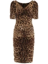 DOLCE & GABBANA LEOPARD PRINT MIDI DRESS,10999398