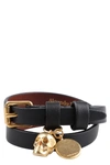 ALEXANDER MCQUEEN LEATHER BRACELET WITH MEDALLION AND SKULL,10999061