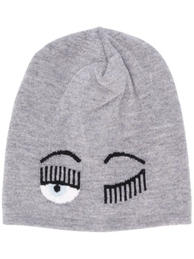 Chiara Ferragni Women's Wool Beanie Hat  Flirting In Grey
