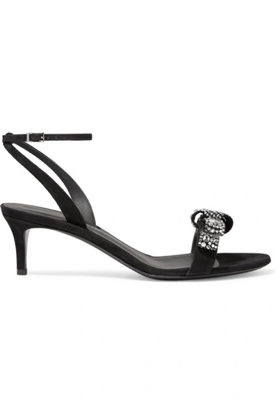 Giuseppe Zanotti Crystal-embellished Suede Sandals In Black