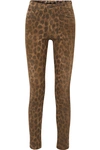 R13 DISTRESSED LEOPARD-PRINT HIGH-RISE SKINNY JEANS