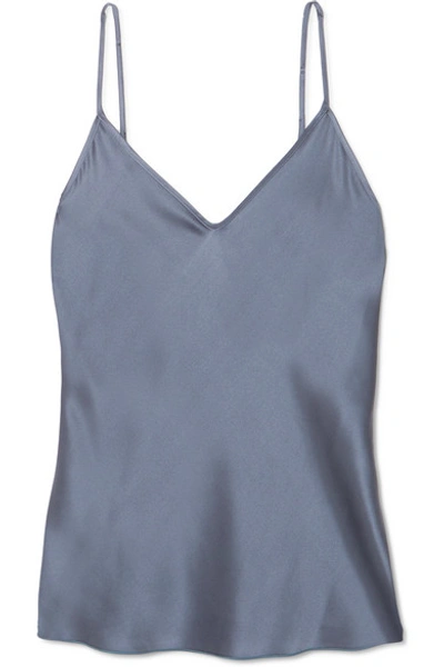 Max Mara Leisure Stretch-silk Satin Camisole In Blue