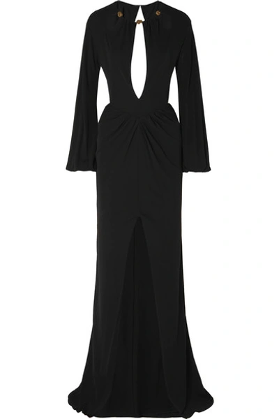 Dundas Bead-embellished Cutout Georgette Gown In Black