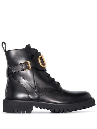 Valentino Garavani Vlogo Signature 35mm Leather Boots In Black
