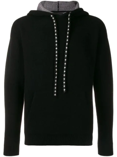 Alanui Paisley-jacquard Wool-blend Hooded Jumper In Black