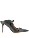 Malone Souliers Pointed Toe Mules With Glossy Strap Details In Animal Print